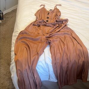 SHEIN Brown Jumpsuit with Button Detail